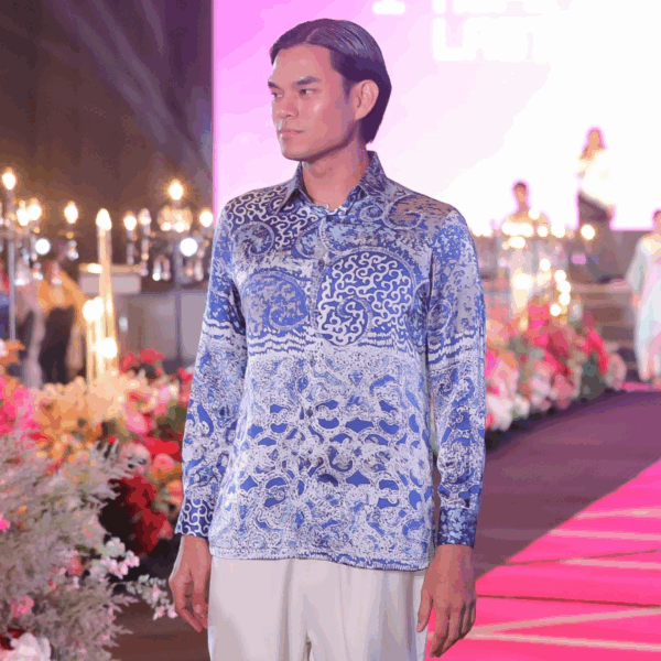 Warisan Long Sleeve Men's Batik Blue